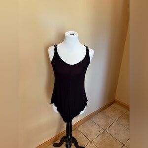 Candie’s Criss Cross Back Tank Top with Rhinestones & Fray Hem